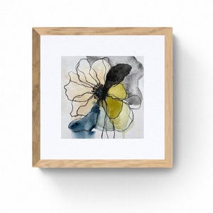 Wild Bloom – Pintura abstrata de flores em aquarela – 7,9 x 7,9 polegadas – Arte de parede botânica moderna – Decoração floral feita à mão