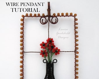 Wire Wrapped Pendant Tutorial: Beaded Flower Vase (PDF Pattern)