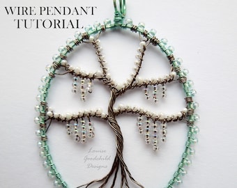 Wire pendant tutorial, winter tree, wire wrap tutorial, jewelry making, beading tutorial, christmas tutorial, wire wrapping