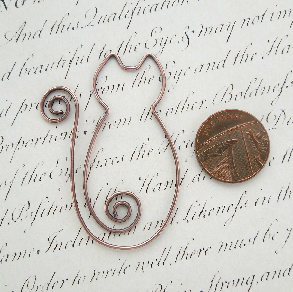 Copper cat bookmark kitten bookmark MADE TO ORDER solid Etsy