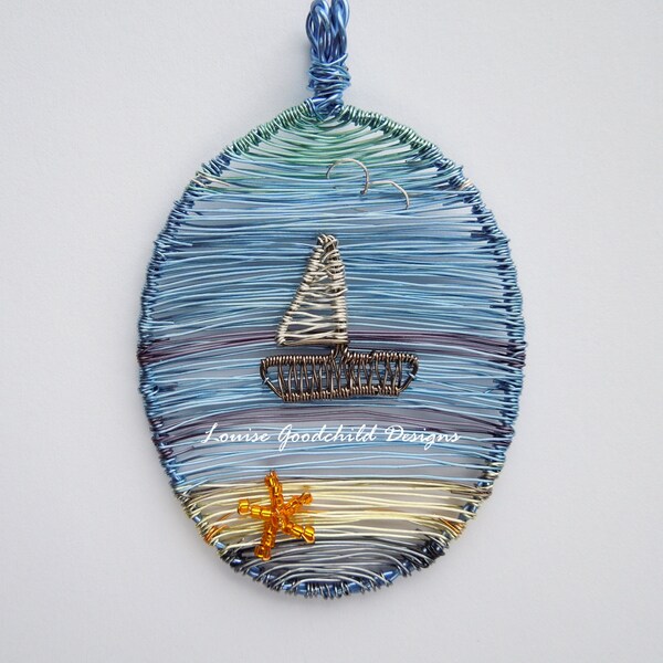 Sea Breeze wire wrapped pendant
