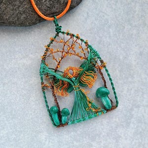 Colgante de alambre de hada del bosque, collar de duende del bosque