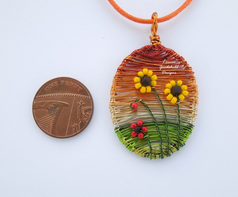 Sunflower Necklace Wire Wrapped Poppy Necklace MADE TO Etsy UK