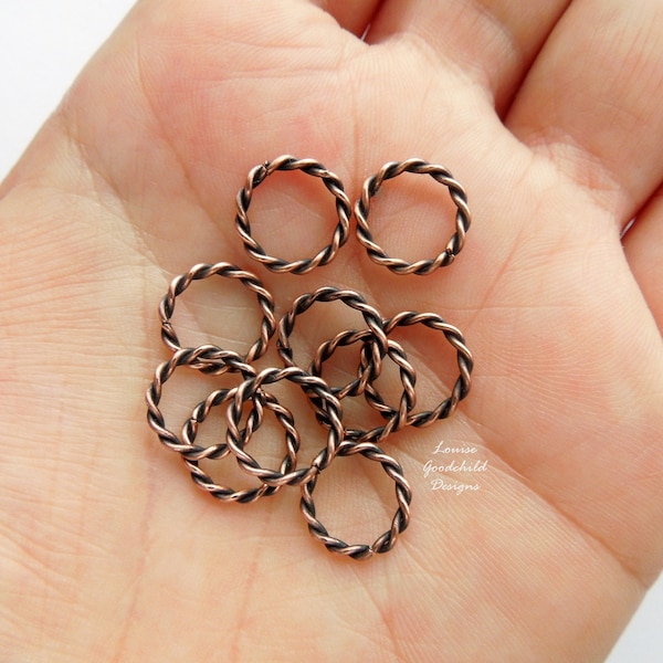Handmade jump rings, copper jump rings, handmade findings, open rings, aged copper, jewelry making, jewelry findings
