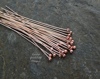 Handmade ball head pins, copper, 24 gauge x 20, MADE TO ORDER, solid copper, copper headpins, ball headpins, handmade headpins,make your own