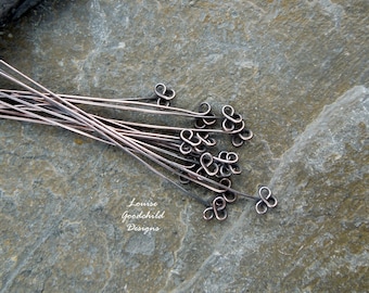 Handmade copper headpins, x 10,  MADE TO ORDER, copper headpins, antique copper headpins, trefoil, clover leaf, antique copper, wire, clover