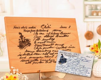 Handgeschreven recept snijplank voor kerst, oma's handschrift, cadeau voor moeder, gepersonaliseerd cadeau voor Moederdag, gegraveerd recept