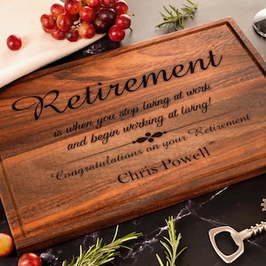 Congratulations On Your Retirement Cutting Board - Retirement Gift - Unique Retirement Gift - Custom Retirement Gift - Retirement Ideas