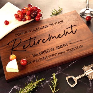 Personalized Retirement Cutting Board | Engraved Retirement Gift | Custom Gift for Retirees | Unique Retirement Gift Idea | Farewell Gift