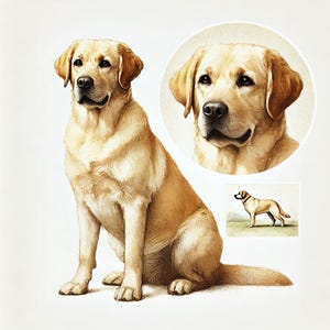 Vintage Yellow Lab Watercolor Painting Digital Print