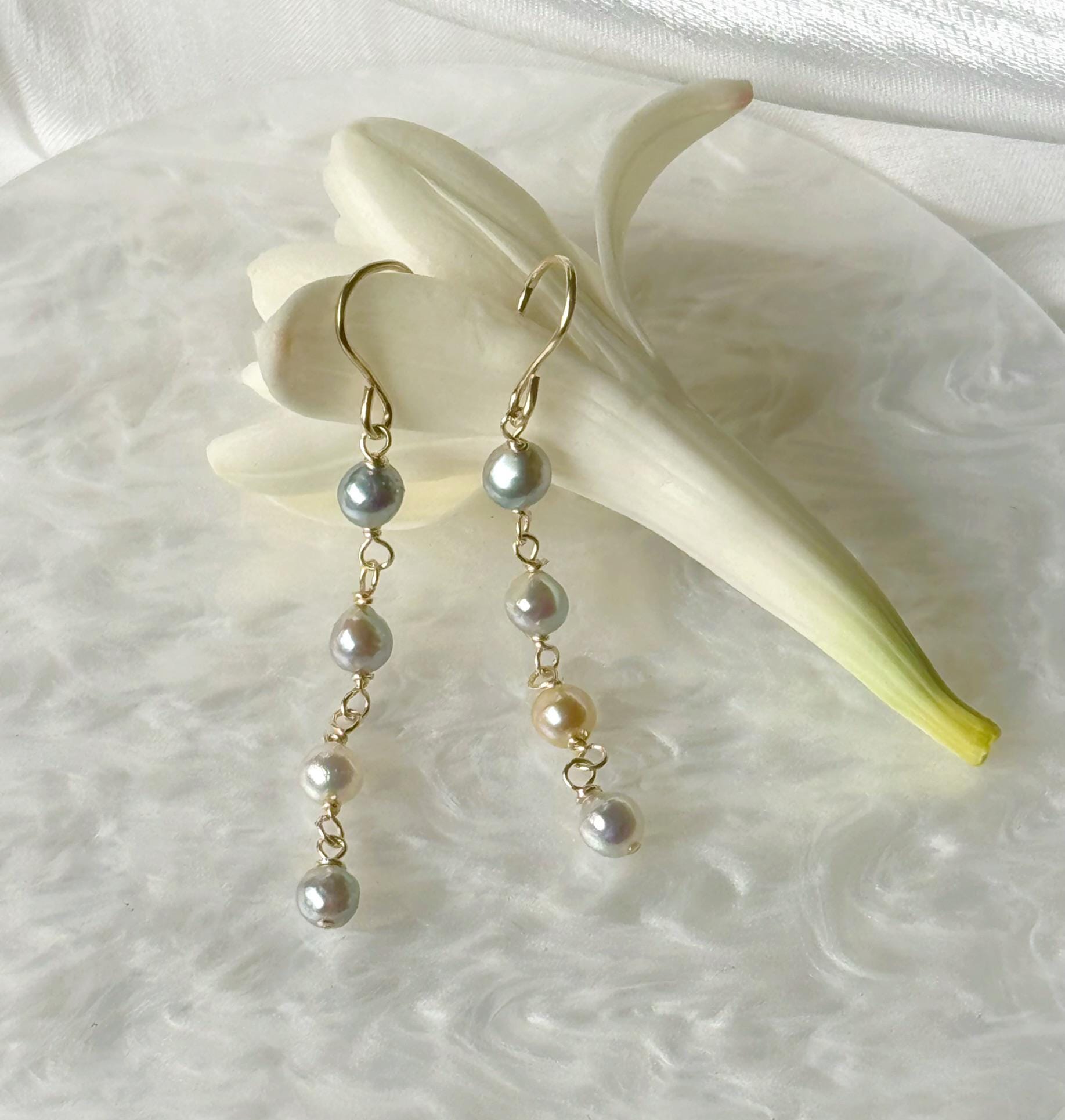 Ohrringe Mit Natürlicher Weißer Akoya-Perle (8-9 Mm) - Sterling
