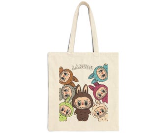 Labubus! Tote Bag - Niedliche Blumen Baumwolle Canvas Handtasche, Wiederverwendbare Einkaufstasche, Umweltfreundliche Einkaufstasche, Geschenk für Sie,