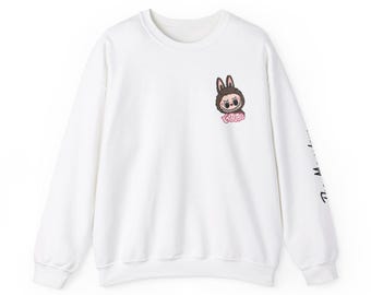 Labubu Sweatshirt - Kuscheliger Unisex Pullover mit Rundhalsausschnitt, niedliches Top mit Zeichentrickfigur, Warmer Winterpullover, Geschenk für Kinder und Erwachsene, Geschlechtsneutral