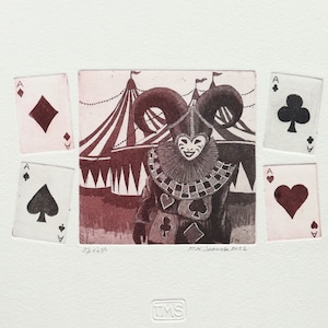 Juego de los tontos / Grabado original en aguafuerte y aguatinta Circo