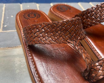 Traditional Moroccan Toe Loop Sandals – Handmade Braided Leather (Unisex)