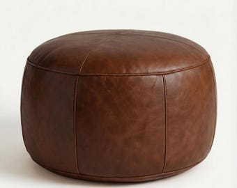 Pouf marocain en cuir, pouf fait main, pouf ottoman marron, repose-pieds en cuir, décoration marocaine artisanale, décoration de salon (non rembourré)