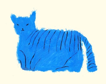 Blue Cat Illustration