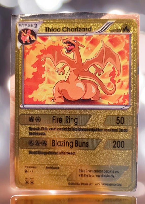Thicc Charizard Gold Metal Cards - Etsy