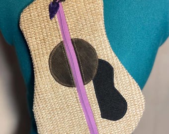 Crossbody guitar shaped bag / adjustable strap / one of a kind / music gift / FREE DOMESTIC SHIPPING