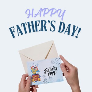 Cartão de Dia dos Pais Super Pai | Feliz Dia dos Pais | Cartão para Imprimir Pai Herói | Presente Divertido de Dia dos Pais das Crianças | Download Instantâneo