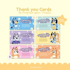 6 tarjetas de agradecimiento de cumpleaños en colores pastel, etiquetas de agradecimiento para niñas con arcoíris, tarjetas de agradecimiento de cumpleaños azules, suministros y decoración para fiestas de cumpleaños de niñas azules