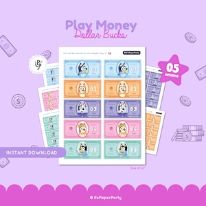 Spielzeug Geld-Spiel Dollar Bucks Printable, Belohnung Bucks, gutes Behavior Bucks, Chore Bucks für Kinder, druckbares Muttergeld, Taschengeld Spielgeld