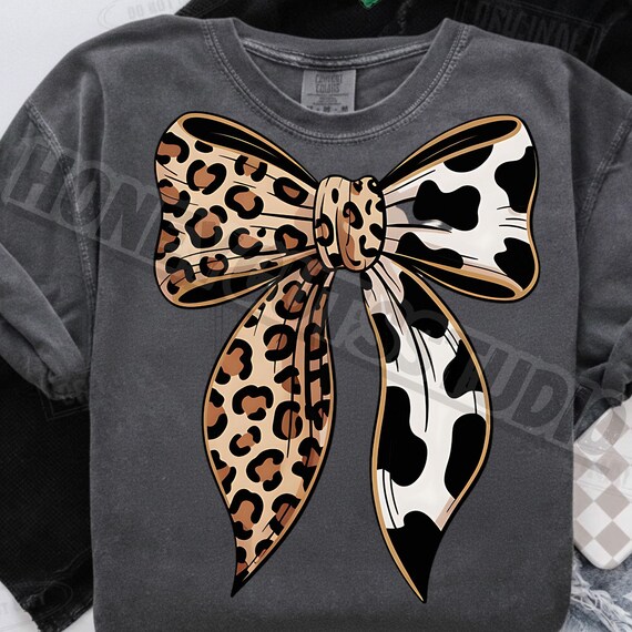 Cow Print Coquette Bow png, Western Cow Print png, Leopard Print png, Girly Western Bow png, Trendy Bow png