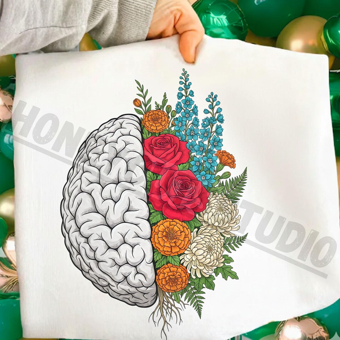 Brain Flowers Png, Half Brain Half Floral Png, Mental Health Matters ...