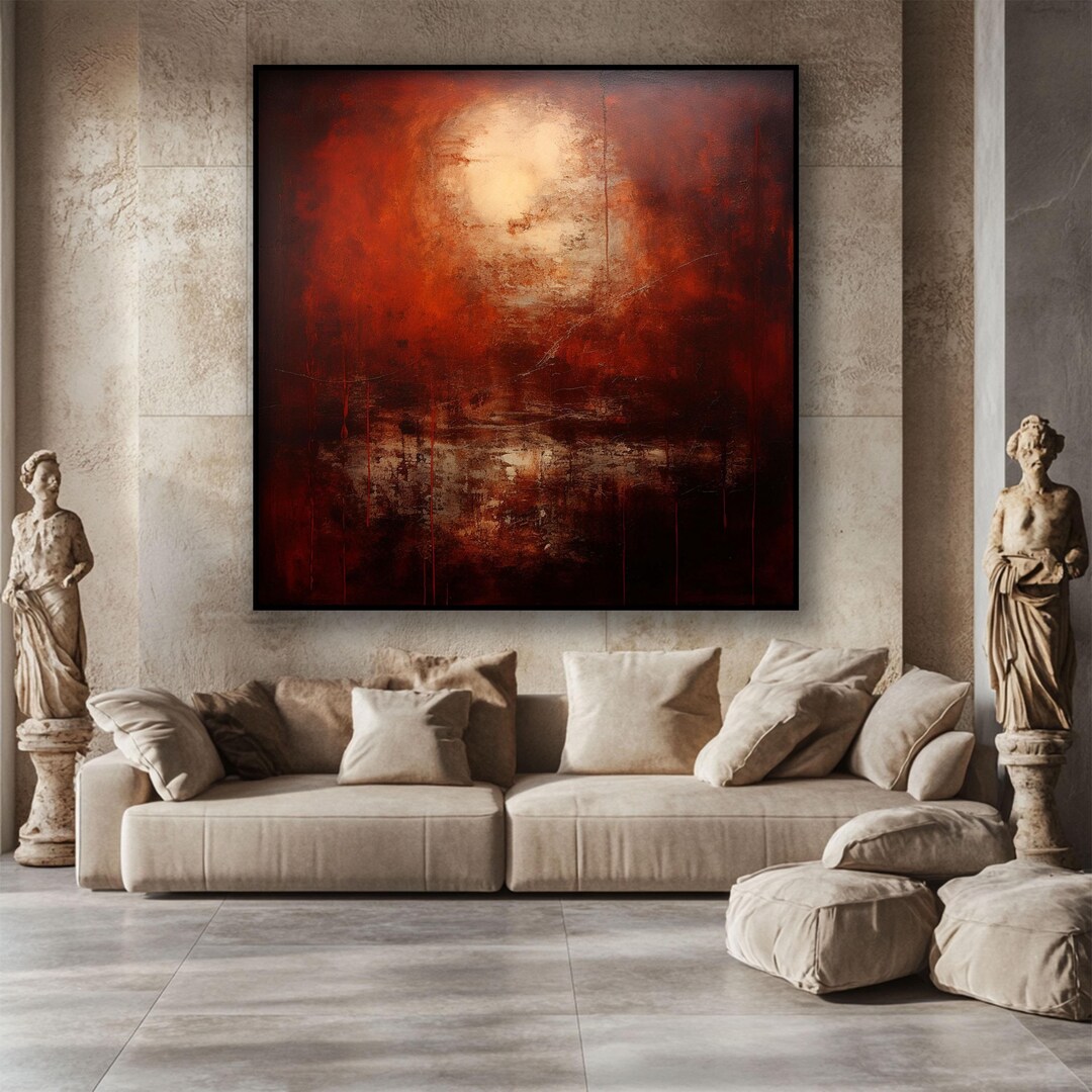 Red Table, 100 % Handmade Oil Painting, Red,maroon, Abstract on ...