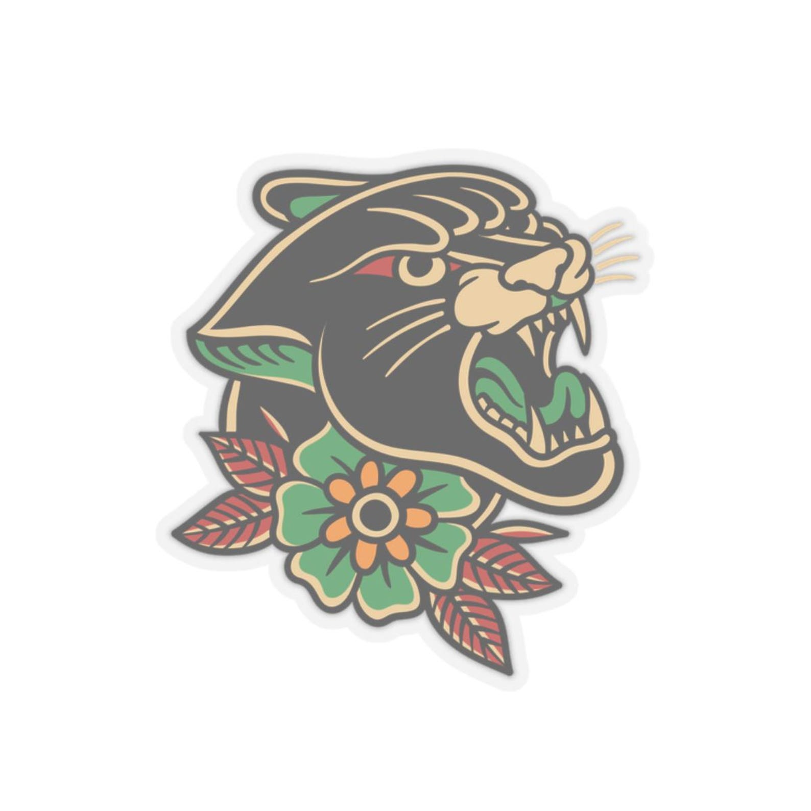 Inverse American Traditional Jaguar Tattoo Kiss-cut Stickers, Decal ...