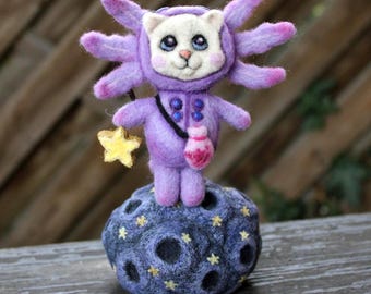 Needle felted cat sculpture Figure cat Wool cat Interior cat Cat sculpture Felting animals Universal cats Wool animals Cat Fantasy cats