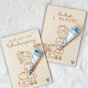 Personalisierte Holzkarte zum Schulanfang – Geldgeschenk für Schulkind 2025
