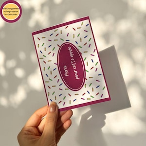 carte de remerciement maitre et maitresse en français, cadeau de fin d'année scolaire, modèle de remerciement à imprimer instantanément