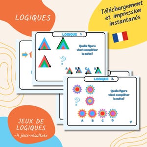 Jeux d'énigmes logiques pour enfants à imprimer instantanément en français, imprimable de fête, jeux pour anniversaires, carte de jeux pdf