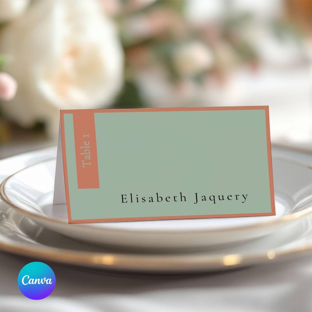 Colorful Printable Place Card Template: DIY Editable Personalized ...