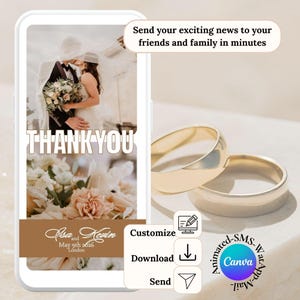 remerciement personnalisé et animé, carte de remerciement numérique simple et romantique, template merci par téléphone et mail, modèle canva