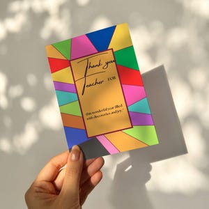 carte remerciement maitresse en impression instantanée, merci maitresse coloré, mot merci fin d'année scolaire, gratitude professeur