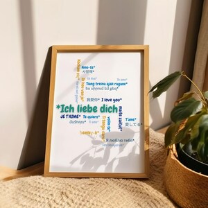 Eu te amo pôster de nuvem de palavras em todos os idiomas retrô vintage, eu te amo impressão de arte, arte de parede vintage