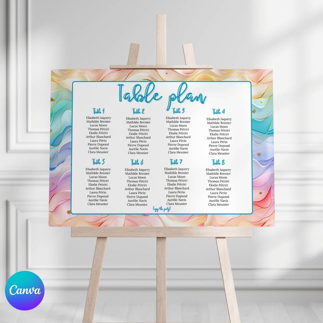 Drive Gradient Table Colorful Gradient Table Plan Template for Wedding, Engagement, Birthday ...