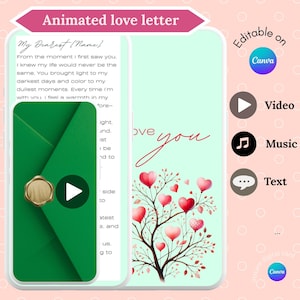 Custom numerical animated love letter, numerical love message, editable template, digital video greeting, long-distance romantic gift