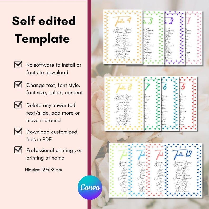 Customizable Colorful Table Plan Boards for Parties, Wedding Signage ...