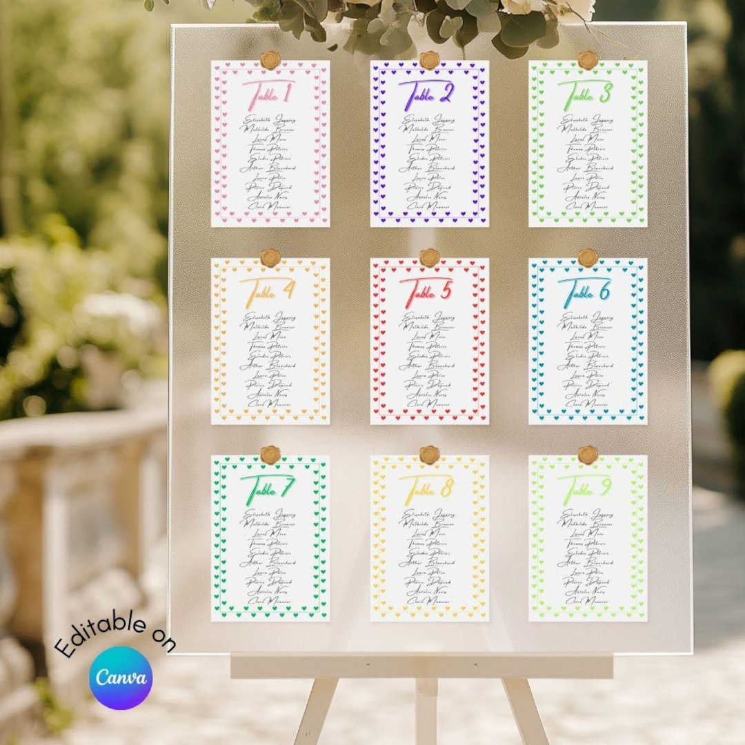 Tabling Board Examples Customizable Colorful Table Plan Boards for Parties, Wedding Signage ...