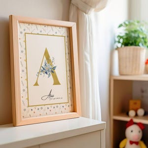 Personalisiertes florales Buchstabenposter fürs Kinderzimmer, Geburtsgeschenk, Kindergeburtstagsgeschenk mit positivem Affirmationsspruch