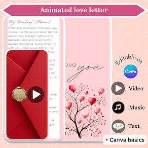 Lettre d'amour animée personnalisable avec vidéo numérique, Cadeau romantique longue distance, Message d'amour numérique,