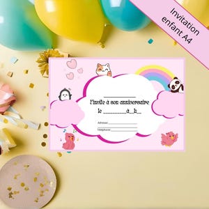 kawaii birthday invitation, children's birthday organization, 7th children's birthday, cute birthday, children's birthday card