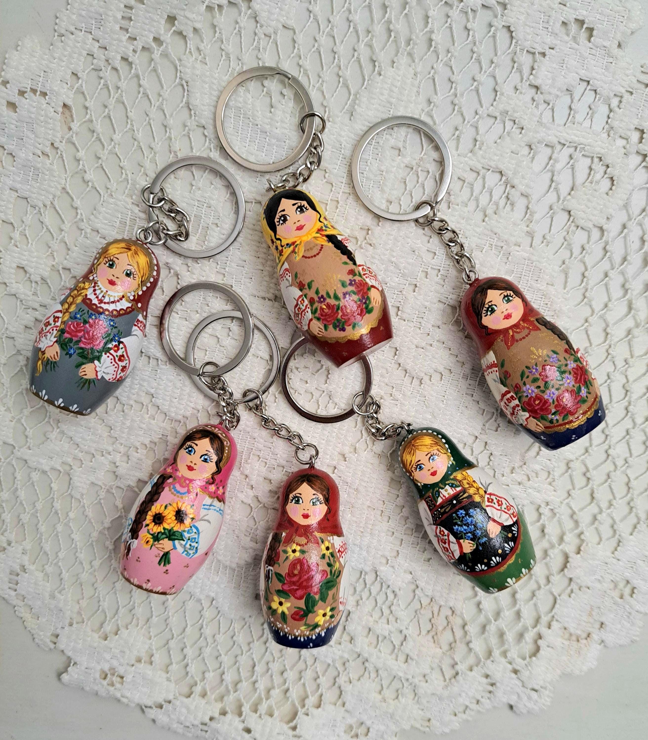 Traditional Nesting Doll Keychain Set 10 Pcs - Russian Souvenir