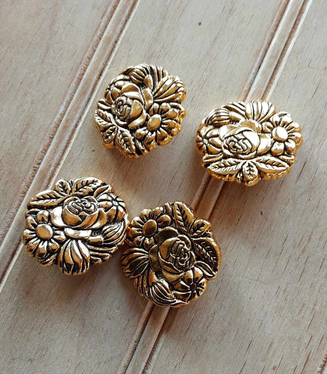Vintage Style Gold Toned Metal Shank Buttons Lot of 4 - Etsy