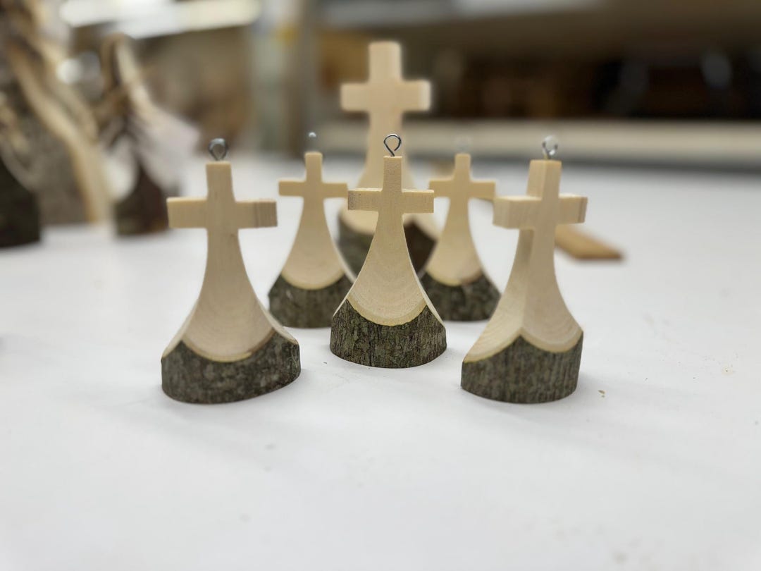 Hand-cut Wooden Cross | Unique Mixed Hardwood Decor | Live Edge & Clean ...