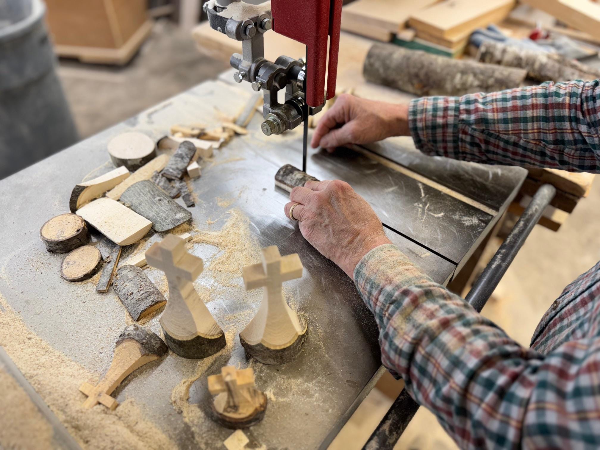 Hand-cut Wooden Cross | Unique Mixed Hardwood Decor | Live Edge & Clean ...