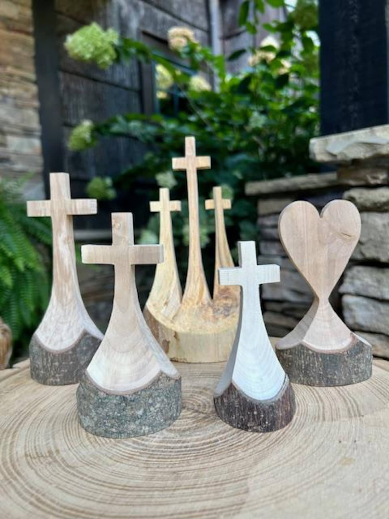 Hand-cut Wooden Cross | Unique Mixed Hardwood Decor | Live Edge & Clean ...